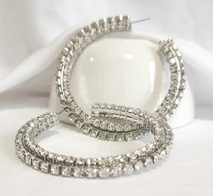 Silver Diamond Hoops