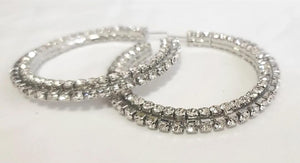 Silver Diamond Hoops