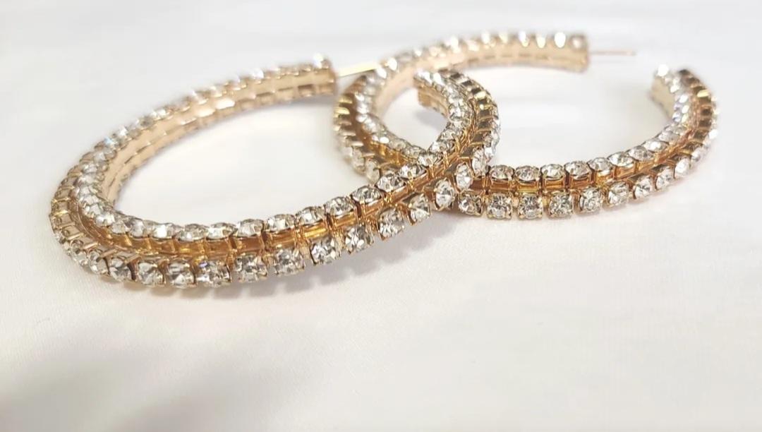 Gold Diamond Hoops