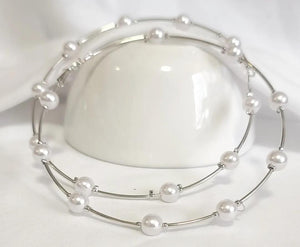 Silver Pearl Hoops