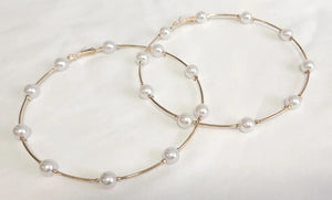 Gold Pearl Hoops