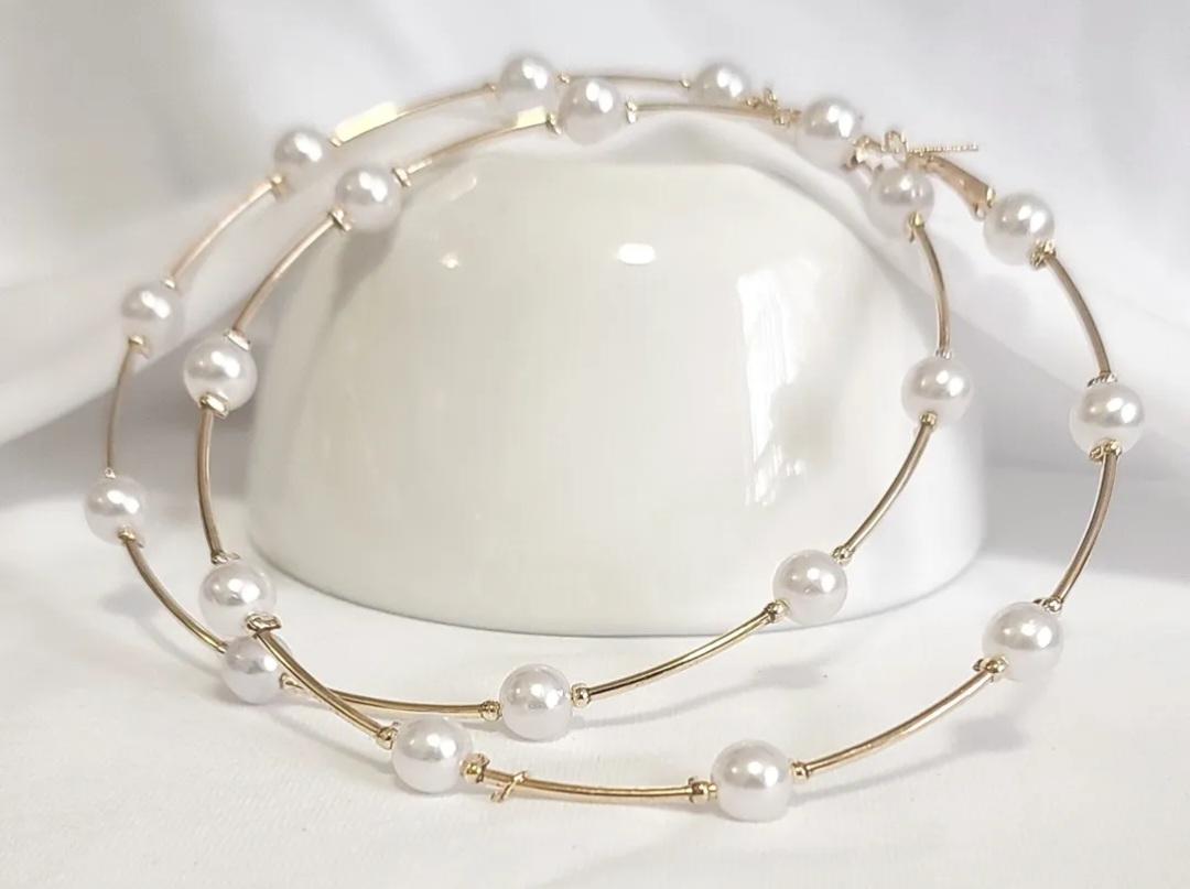 Gold Pearl Hoops